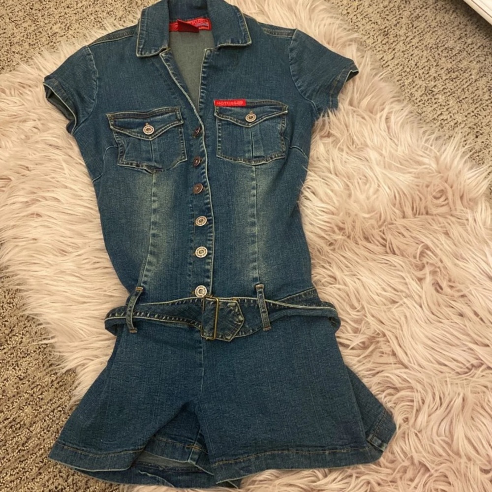 SOLD Belted denim romper